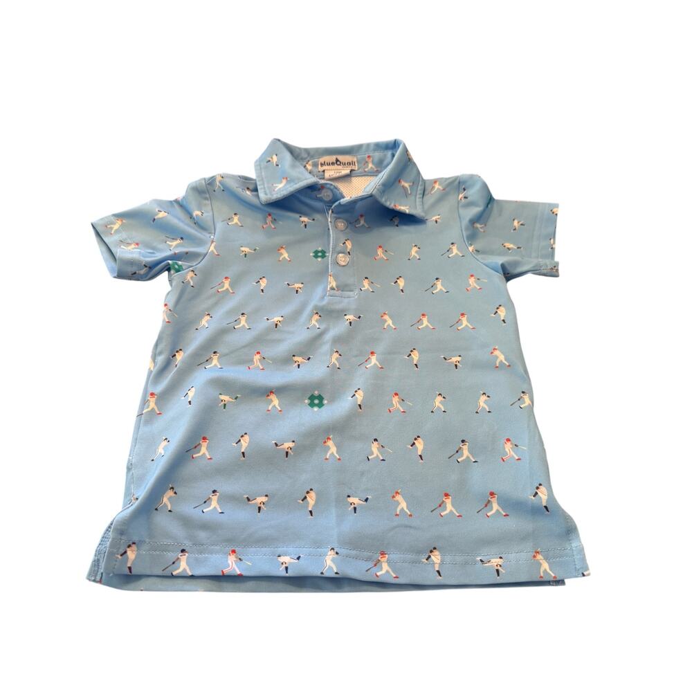 Blue Quail Baby Blue Batter Up Polo Short Sleeve Shirt Size 12 M - Picture 3 of 6